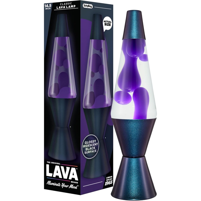 Lava The Original Lamp - 14.5" Black Iris – Classic Liquid Motion Lamp - Purple Wax And Clear Liquid - Item #2425