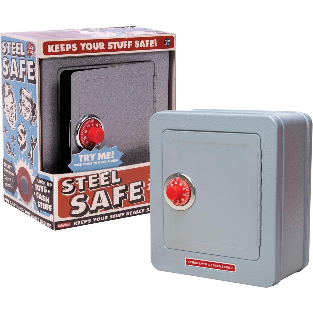Schylling Steel Safe With Alarm - Kids Silver Metal Safe With Combination Lock And Alarm - Ages 5 And Up