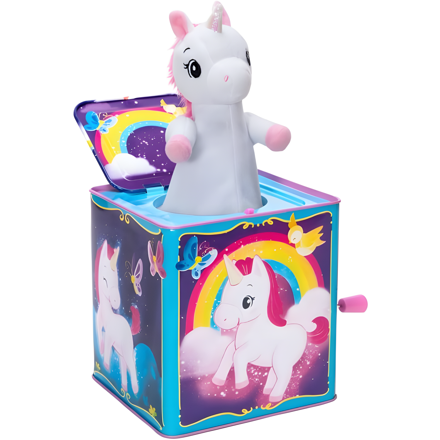 Schylling Pop & Glow Unicorn Light Up Jack In The Box