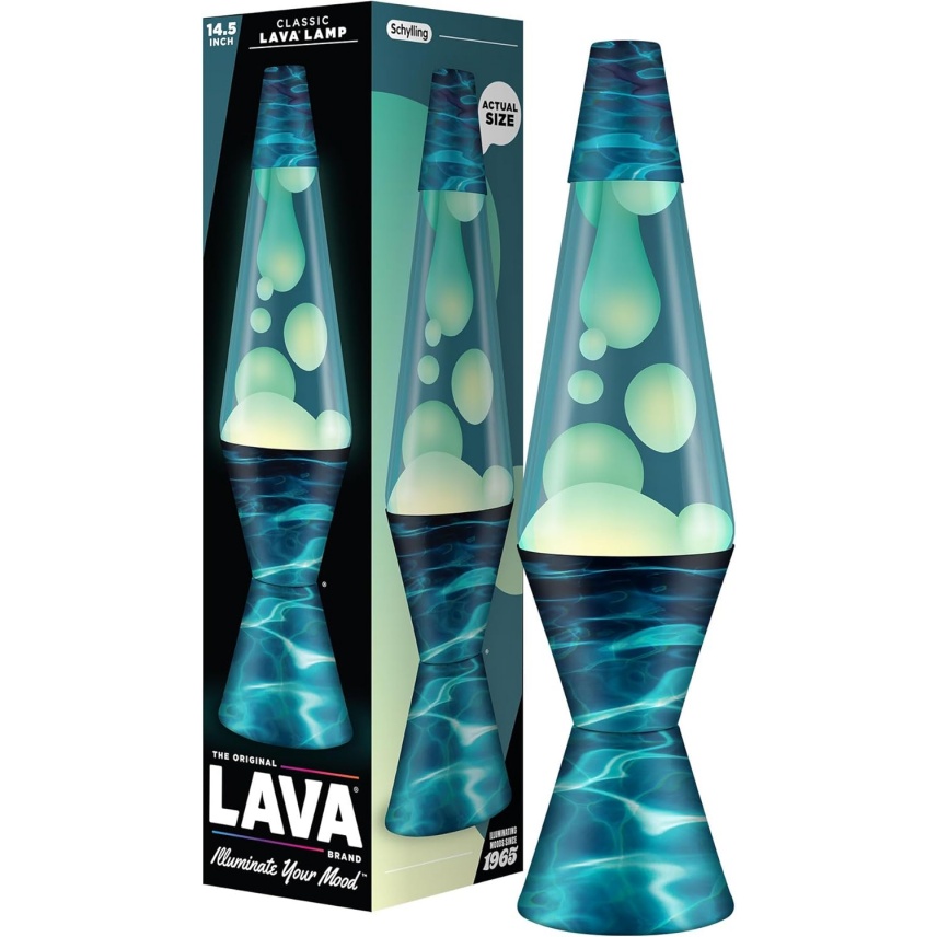 The Original Lava Lamp - 14.5" Night Swim - Classic Liquid Motion Lamp - White Wax And Blue Liquid - Item #2095