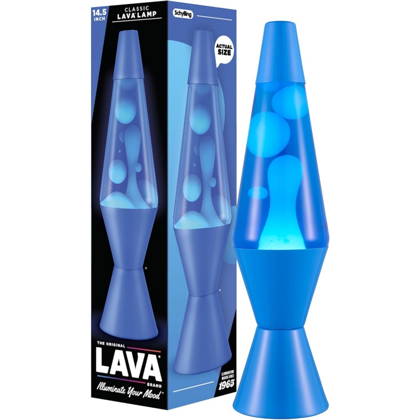 Lava The Original Lamp - New 14.5" Cerulean Blue – Classic Liquid Motion Lamp - White Wax And Blue Liquid - Item #2362