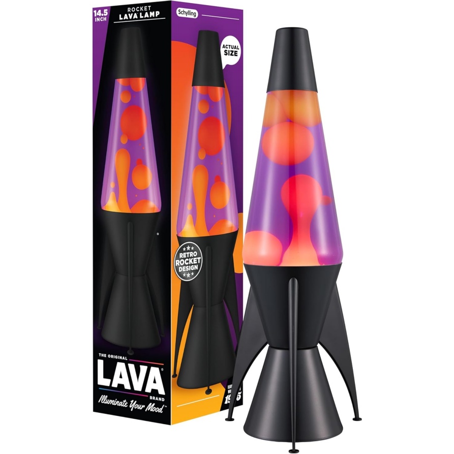 Lava The Original Lamp - 14.5" Evenfall – Retro Rocket Liquid Motion Lamp - Yellow Wax And Purple Liquid - Item #2391